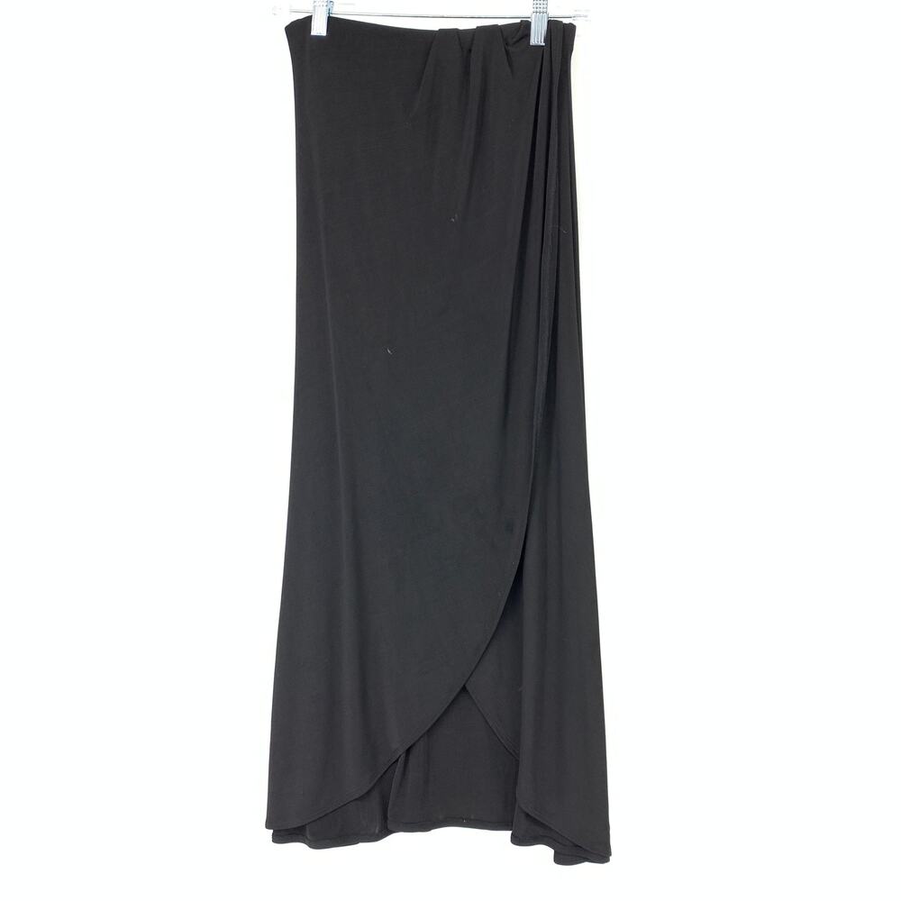 Free People Women's Size XS Seamless Maxi Draped Front Skirt Black Elastic Waist
